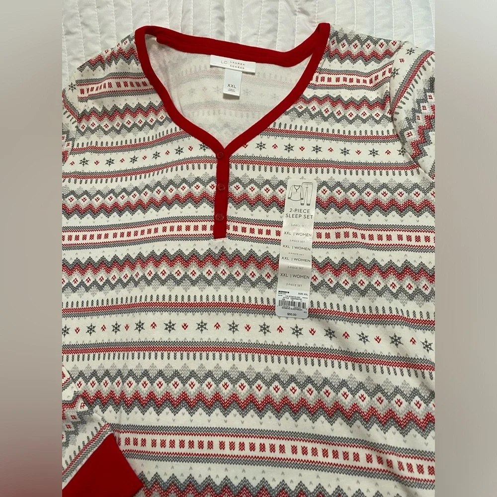 Lauren Conrad Women's  Christmas Holiday pajama XXL red white gray plus size - Picture 2 of 6